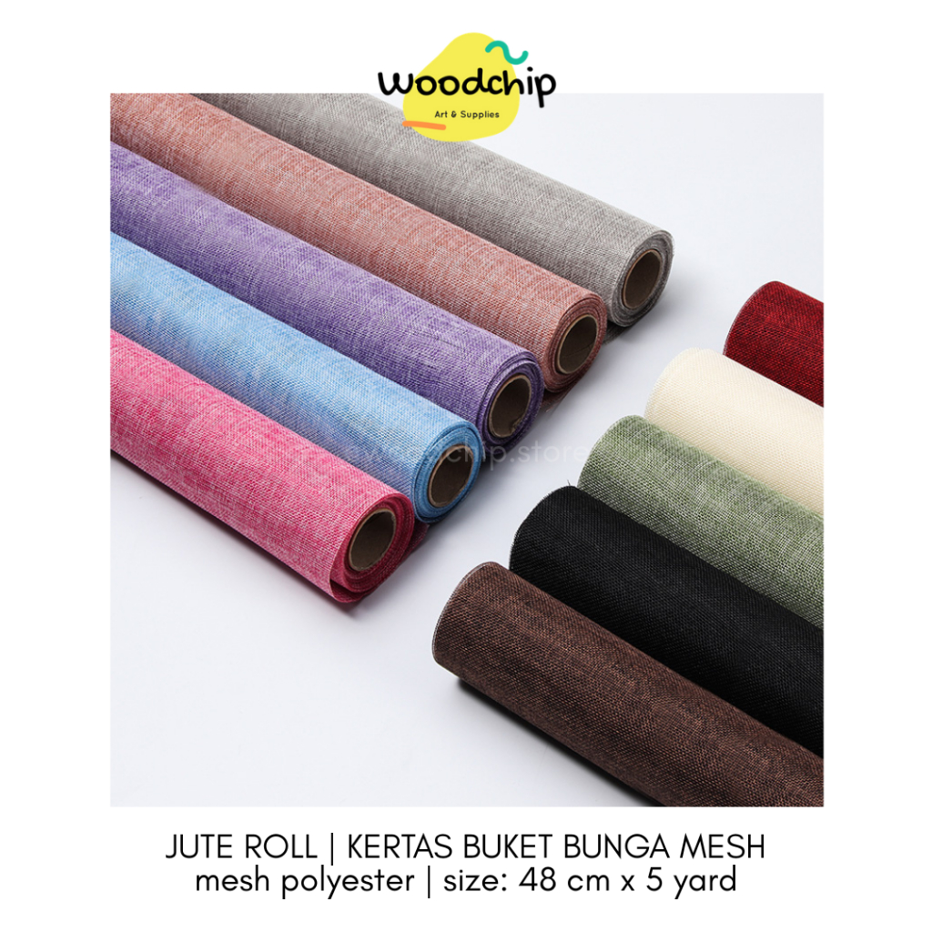 

[ROLL] JUTE MESH ROLL (48 cm x 5 yard) - Kertas Buket Bunga Wrapping Mesh Polyester Kain Hampers