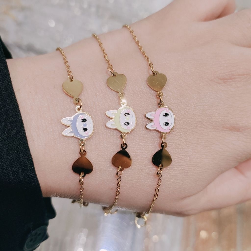 Gelang Anak Titanium Karakter Cat Labubu Boneka