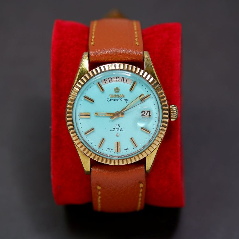 Rare Titoni Cosmo King Sky Blue Dial President Watch