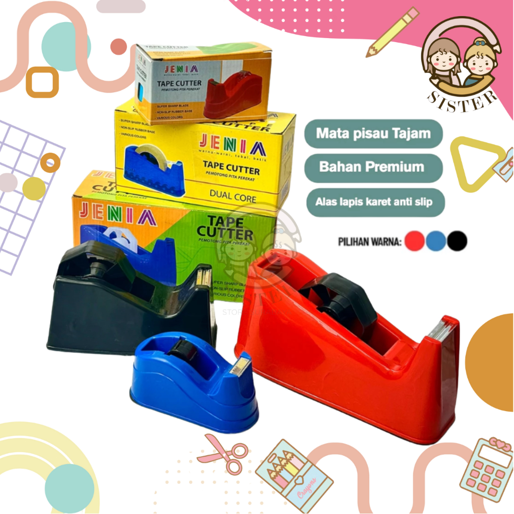 

Tape Dispenser Isolasi JENIA/Tape Cutter/Tempat Pemotong Lakban Solasi