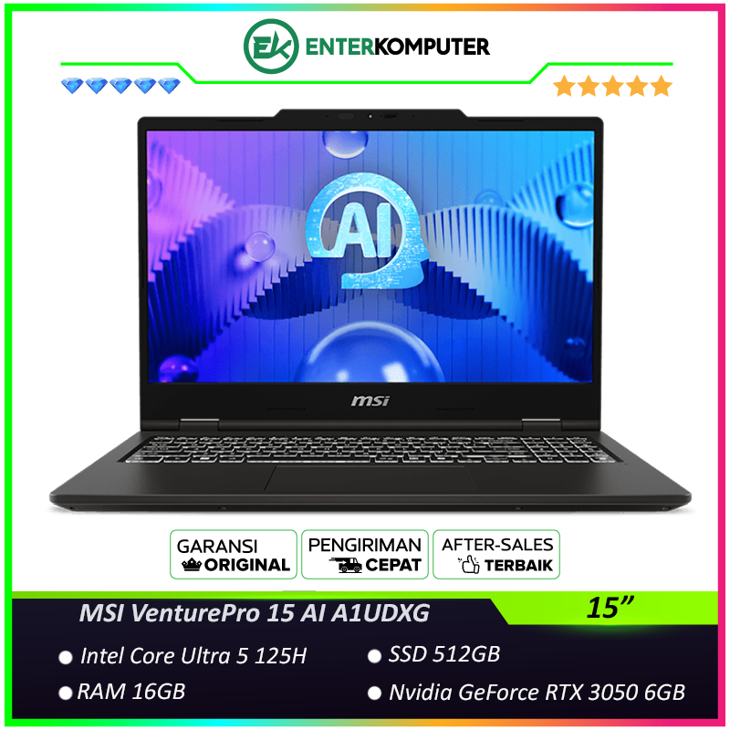 MSI VenturePro 15 AI A1UDXG (9S7-15Q121-023) - Laptop Core Ultra 5 125H RAM 16GB SSD 512GB RTX 3050 