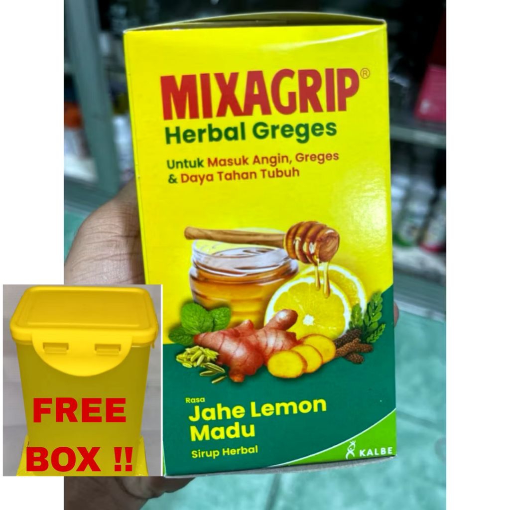 

(BELI 2 BOX GRATIS LUNCH BOX) MIXAGRIP HERBAL GREGES ISI 6 SACHET / BO