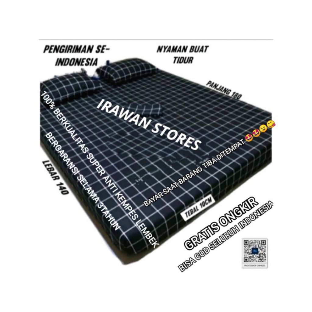 promo kasur busa d26 berkualitas super anti kempes/ lembek ukuran 180x140x10cm muat 3 orang (2 dewas