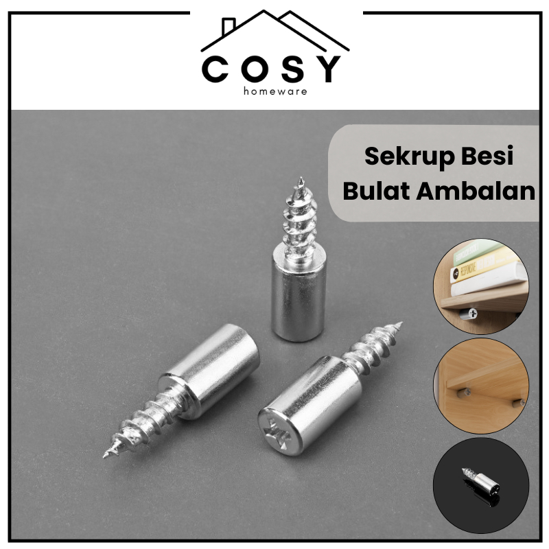 COSY Ambalan Kayu Besi Bulat Sekrup Siku Penyangga Rak Lemari / Ambalan Kaca Bulat / Ambalan Triplek