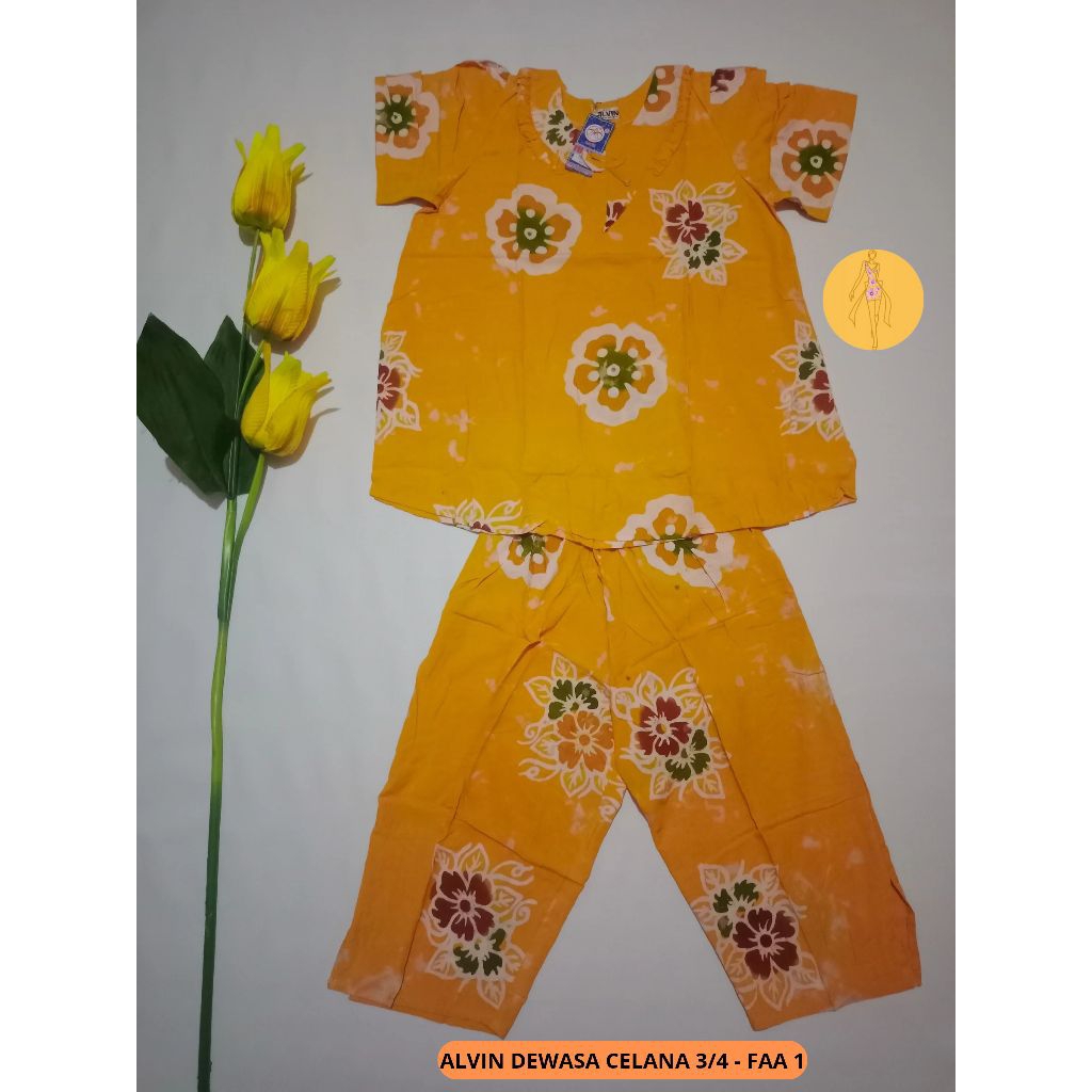 Setelan Alvin Dewasa Celana 3/4 |Setelan Batik|Baju Tidur Batik Alvin|Setelan Celana Batik Alvin Cel