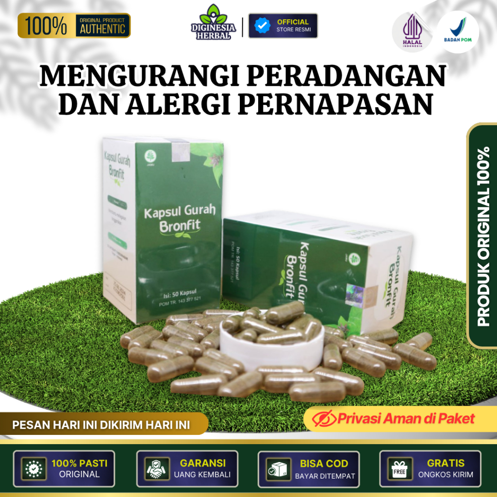 Kapsul Gurah Bronfit Herbal – Obat Amandel & Panas Tenggorokan Alami Original BPOM