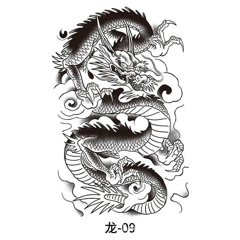 Tato Hitam Semi Realistis Black Tatto Tato Lengan Motif Naga Ikan Koi Buddha Tato Sementara