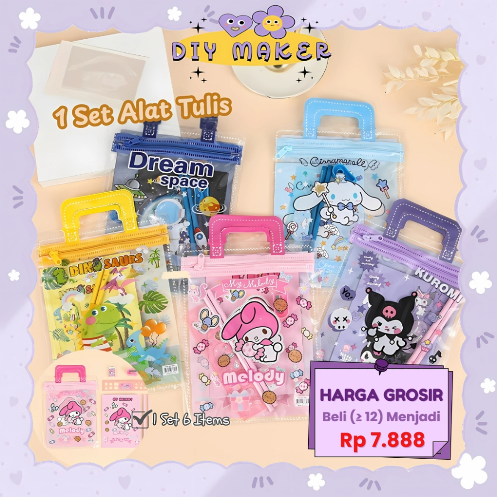 

DM Alat Tulis Set 6 in 1 Paket Alat Tulis Karakter Pensil Penghapus Penggaris AT31 BACA DESKRIPSI
