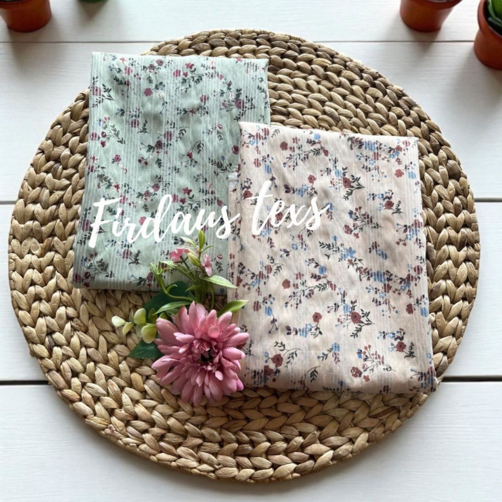 kain katun silk  dobby premium premium motif bunga