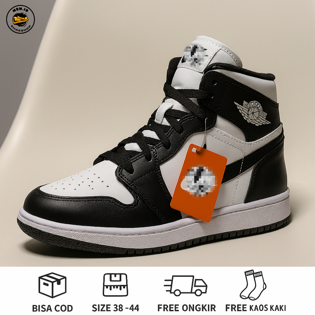 Sepatu Sneakers Pria Wanita High Hitam Putih
