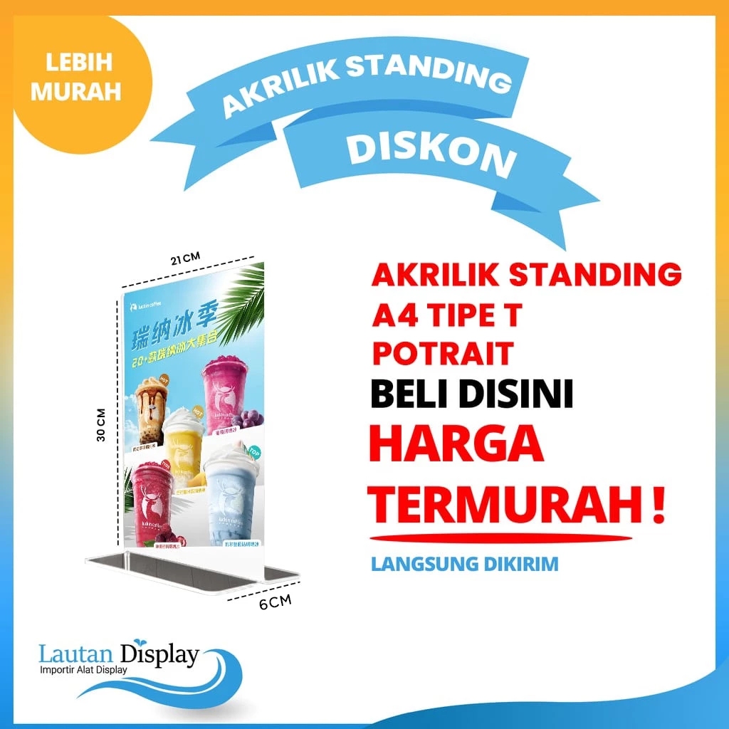

Standing Akrilik Tent Card Brosur Type T Potrait A4 Acrylic Meja 2mm