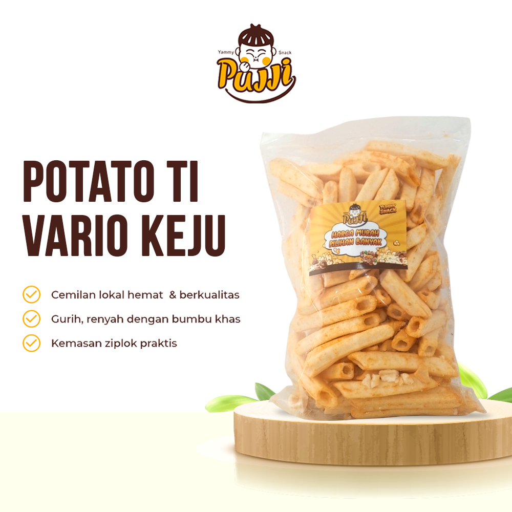 

PUJJI Snack - Potato ti Vario Keju 130gr / Snack Ringan Rasa Keju / Camilan Rasa Keju