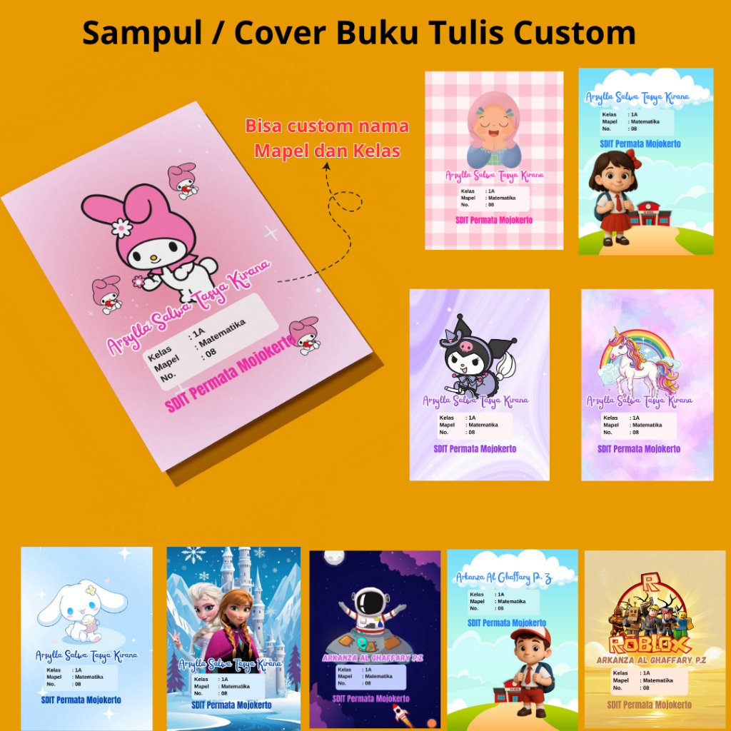 

Sampul Buku Tulis Custom Nama | Ukuran Kwatro | Artpaper 120gsm | Bisa Request Nama Kelas Sekolah