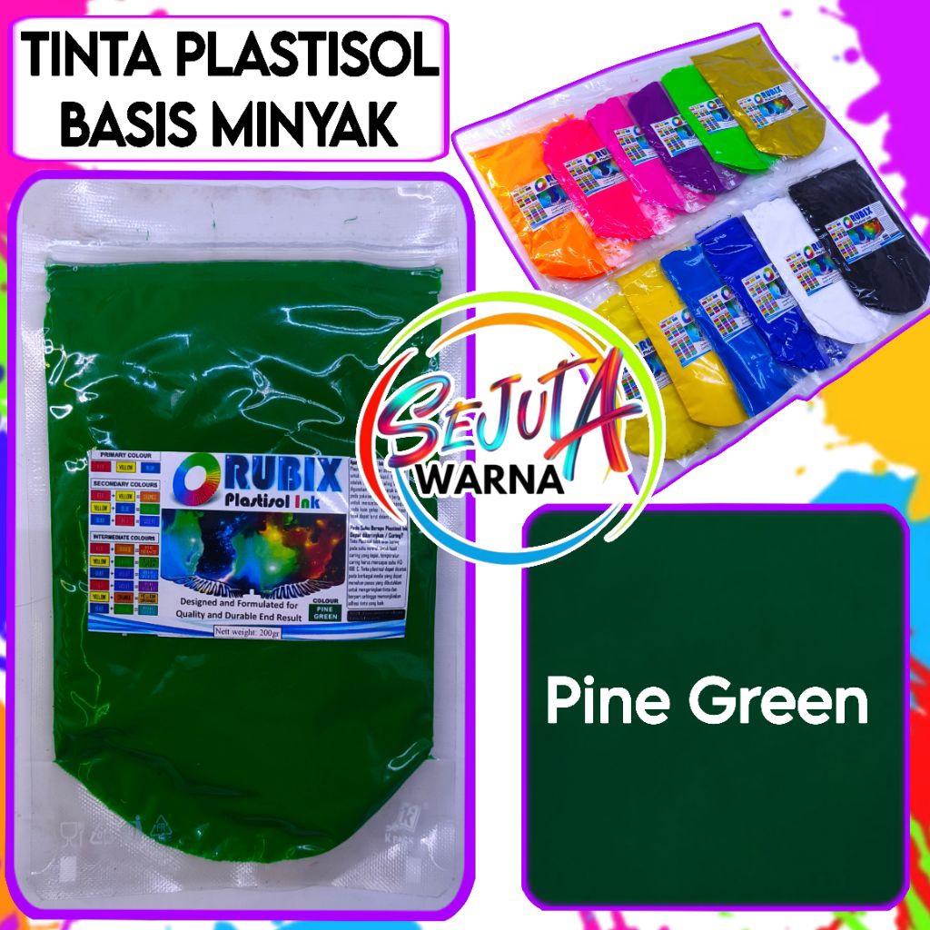 

TINTA PLASTISOL RUBIX PINE GREEN 200GR CAT SABLON KAOS