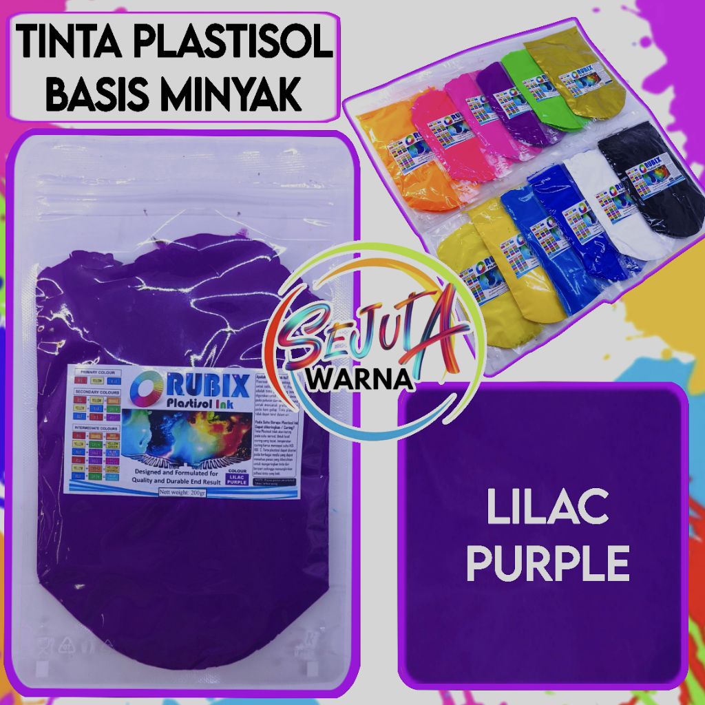 

TINTA PLASTISOL RUBIX LILAC PURPLE 200GR CAT SABLON KAOS