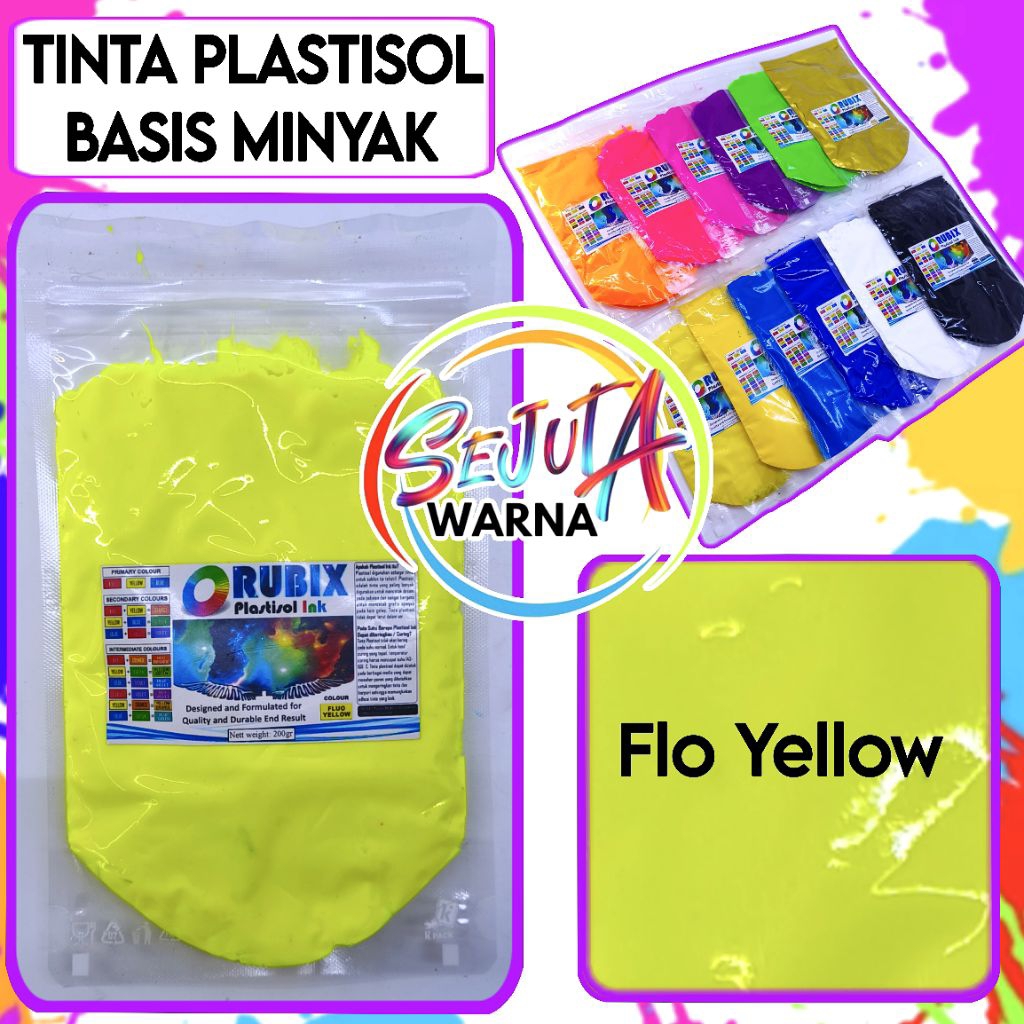 

TINTA PLASTISOL RUBIX FLO YELLOW 200GR CAT SABLON KAOS