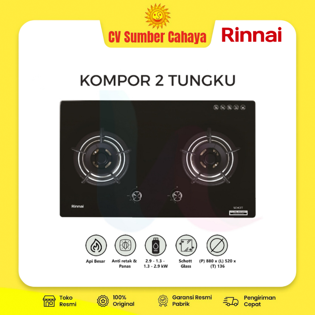 Kompor Gas Rinnai RB-72G / Kompor Tanam Rinnai RB 72 G / Rinnai RB72G