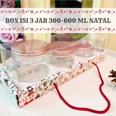

Box Tenteng Natal Muat Tutup Mika isi 3 Toples Jar 300 - 600ml Dus Hampers Xmas