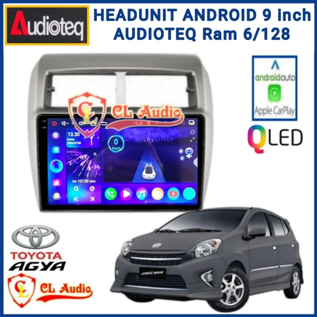 Head Unit Android Audioteq 9 Inch Agya/Alya Ram 6/128GB