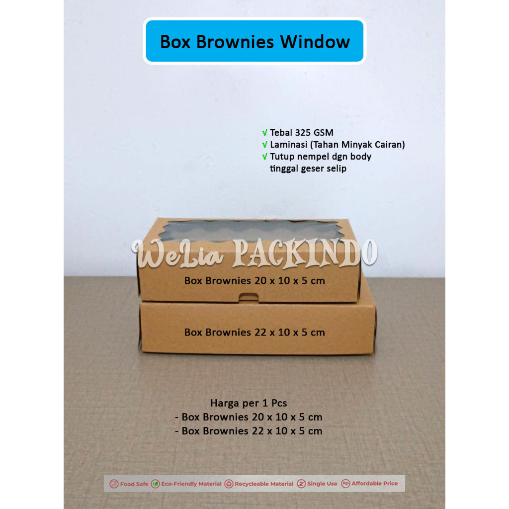 

[1 PCS] Box Brownies Window 22x10x5cm / Kotak Kue Bolu Jendela Transparan 10x22x5 / Box Dessert Brownis Coklat 10x22x5cm / Dus Makanan Model GS