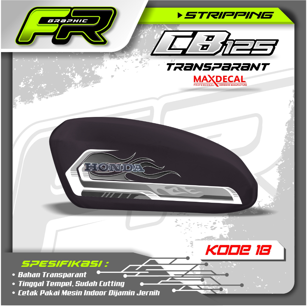 STIKER TANGKI CB POLOS CB BATIK STRIPING CB 125 CB 100 CB GLATIK  KODE 18