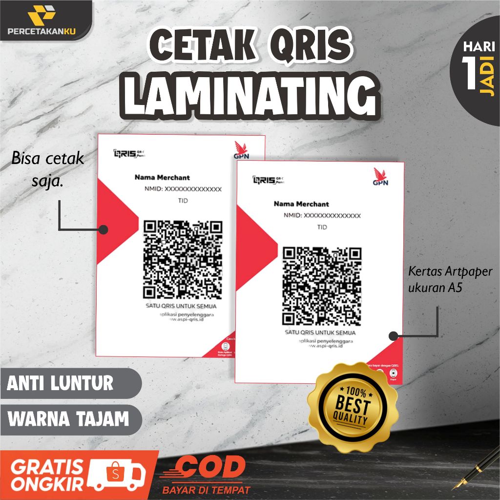

Cetak qris cetak qris dan laminating A5