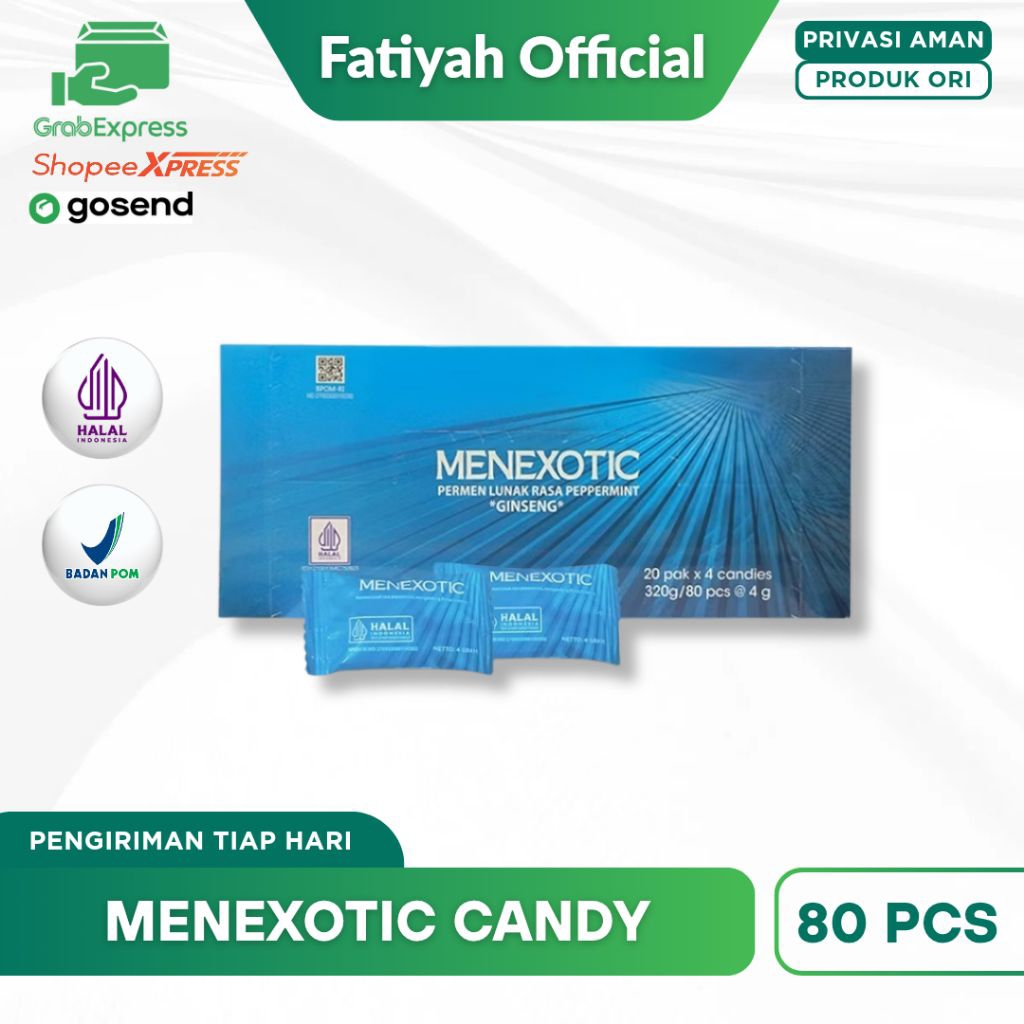 PERMEN KESEHATAN PRIA MENEXOTIC PREMIUM CANDY 1 BOX (ISI 80 PCS) PERMEN STAMINA MENEXOTICS ORIGINAL 