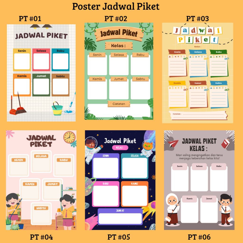 

Poster Jadwal Piket Sekolah Anak Anak | Uk A4 + Laminasi dingin Stationery