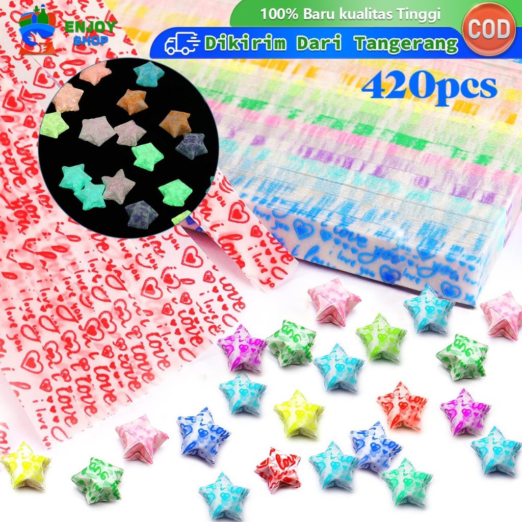 

420 Lembar Origami Star Paper Kertas Bintang Glow In The Dark Kertas Panjang Buat Bintang