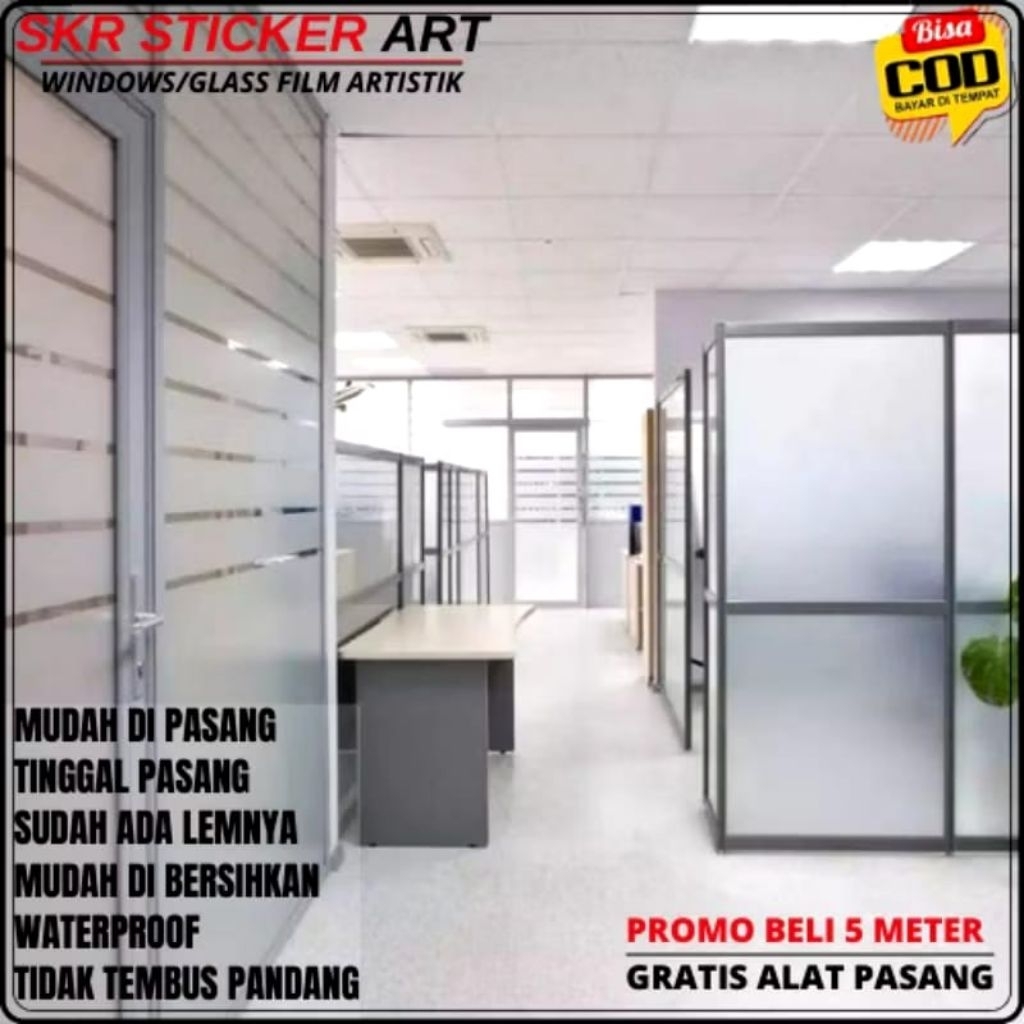 Stiker Kaca Sandblast Buram Stiker Kaca Jendela pintu Rumah Kantor Lebar 90Cm