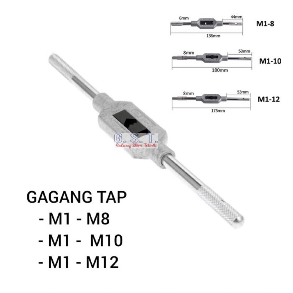 Gagang Tap Handle Tap M1-M8 M1-M10 M1-M12 Alat Pemutar Tap Gagang Tap Manual - M1-M12