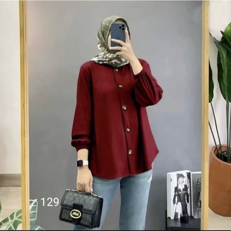 KEMEJA Wanita crinkle airflow/blouse crinkle airflow/kemeja basic wanita