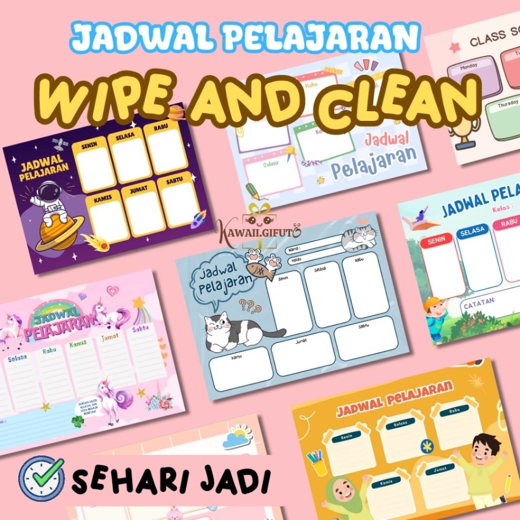 

KAWAII.GIFUTO Poster Jadwal Mata Pelajaran Wipe and Clean