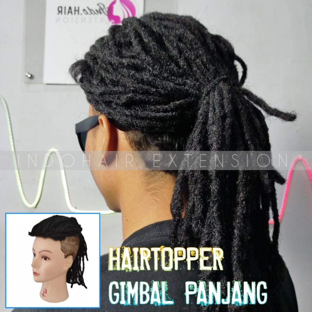 HAIRTOPPER PRIA RAMBUT PANJANG MODEL RAMBUT GIMBAL PANJANG DAPAT DIIKAT TOUPEE PRIA PENUTUP BOTAK PR