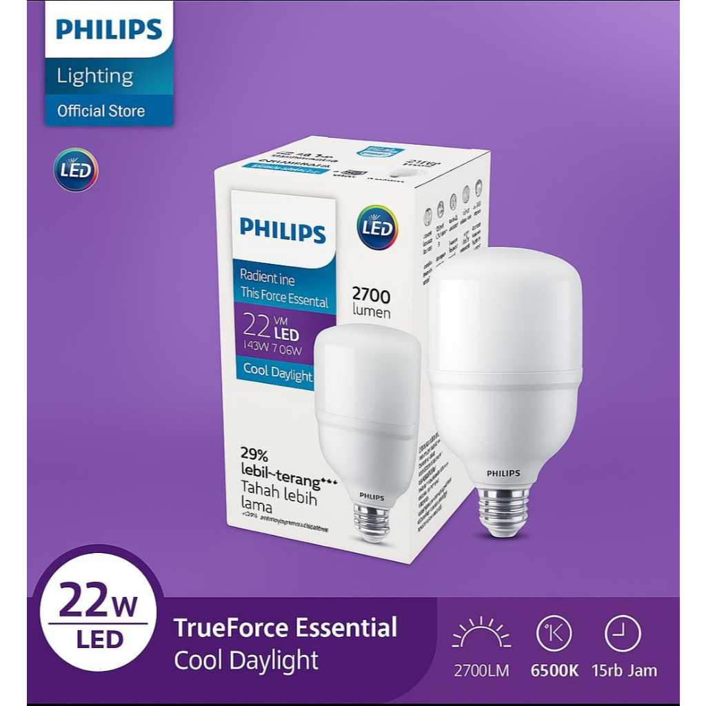 Lampu Philips LED 22 Watt Bohlam Terang Hemat Energi – Putih Dingin | Cocok untuk Rumah & Toko Super