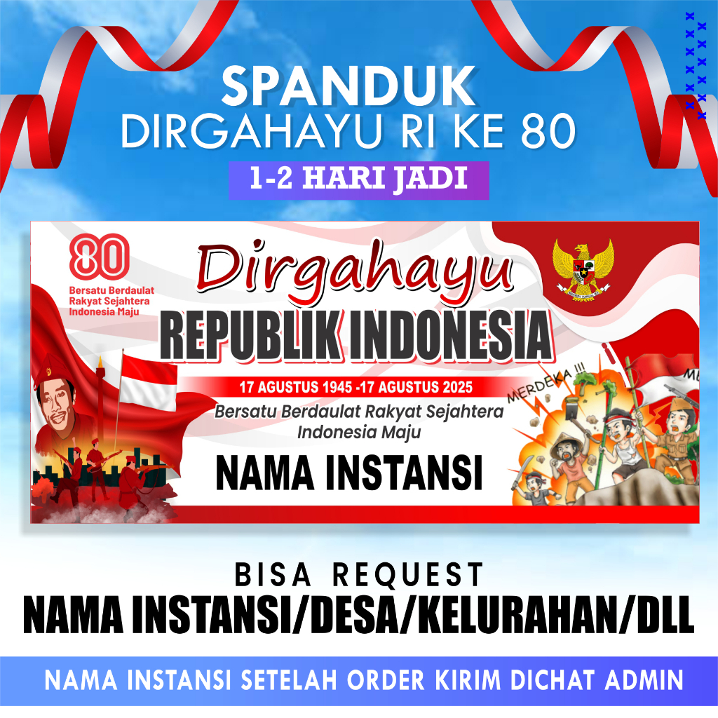 Spanduk 17an - spanduk dirgahayu RI ke 80 - Banner HUT RI