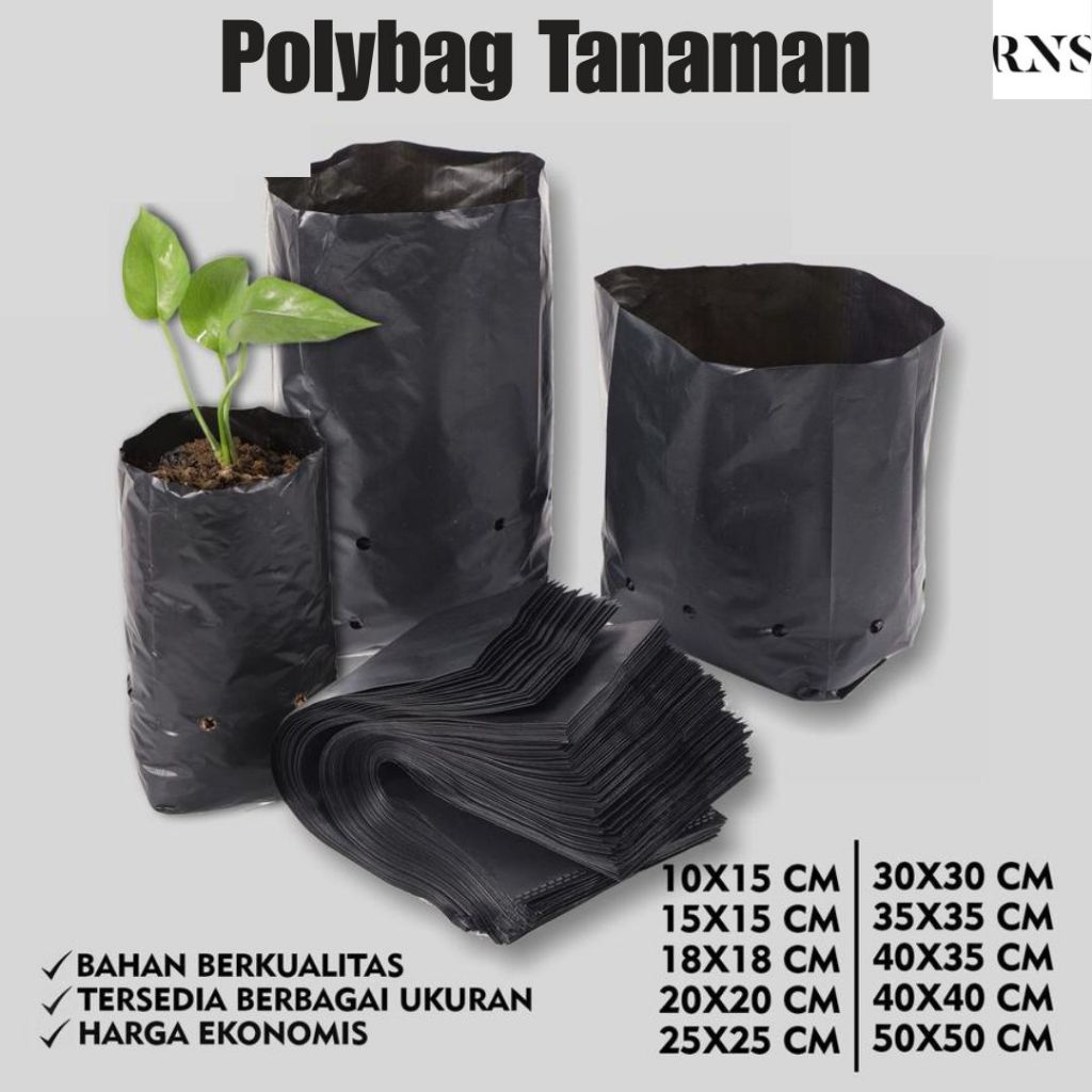 Polybag Tanaman Hitam – Ukuran Kecil: 10x15, 12x15, 15x15 – Tebal Kuat untuk Media Semai Bibit Ready