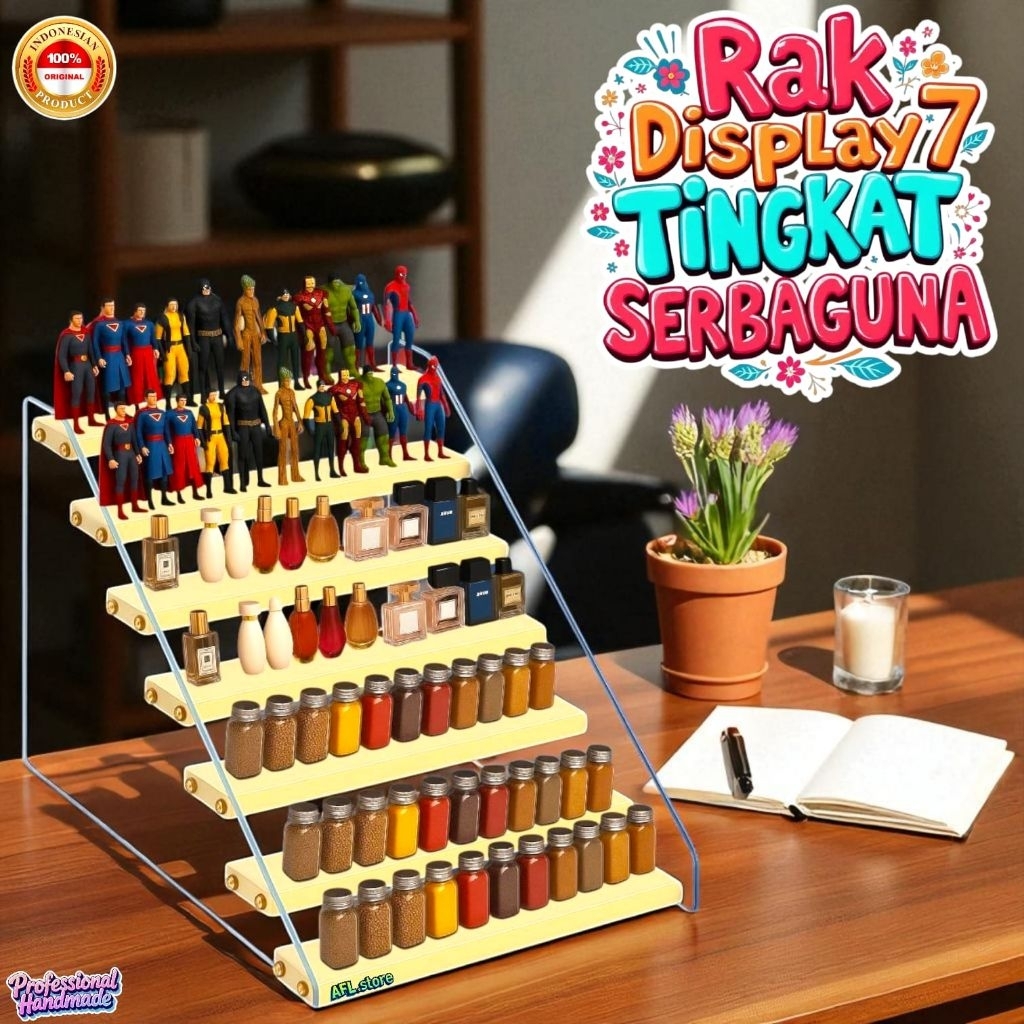 rak akrilik 7 susun kcl/rak display kayu akrilik/rak makeup/rak akrilik serbaguna
