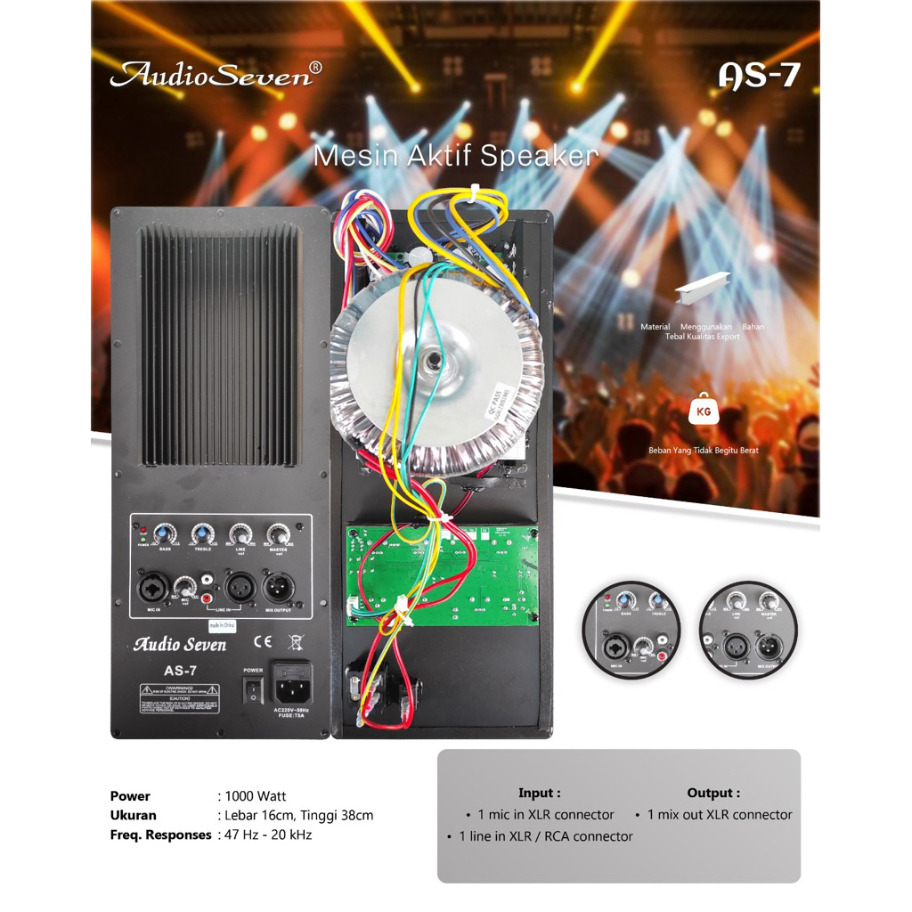 Power Kit Audio Seven AS 7 / AS7 Aktif 1000Watt Original