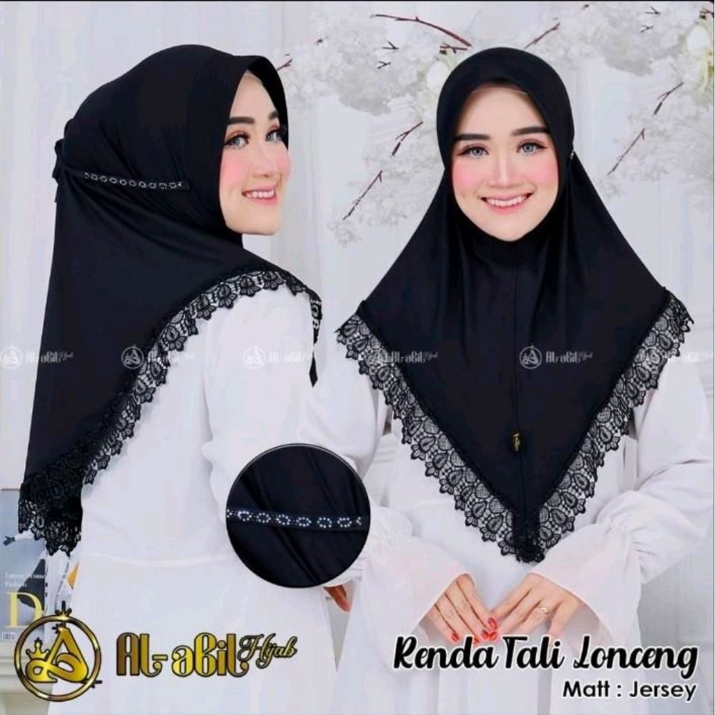 Hijab RENDA TALI press al-abil hijab//hijjab instan bergo Dewasa Muslim Kerudung