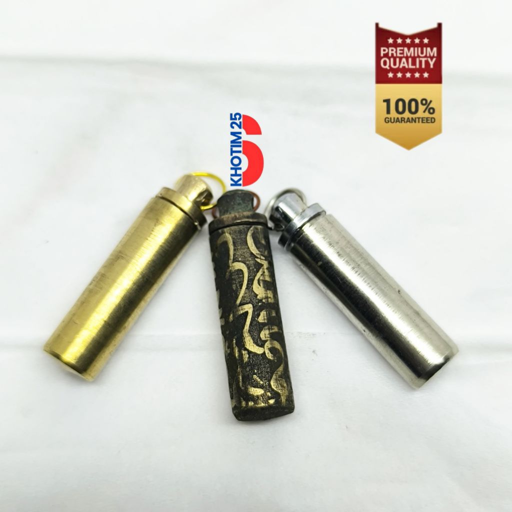 Liontin tabung warna silver kuning dan hitam