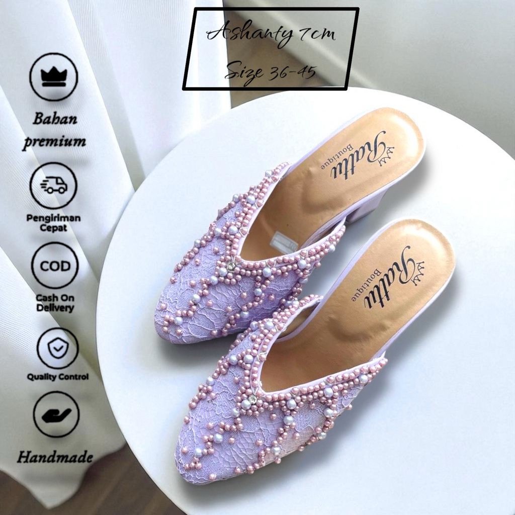 Sepatu Pesta Heels 7cm Brukat payet Ashanty Series size 36-45