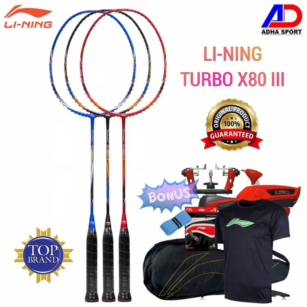 Raket Badminton Lining Turbo X80 III Original Raket Bulutangkis Murah