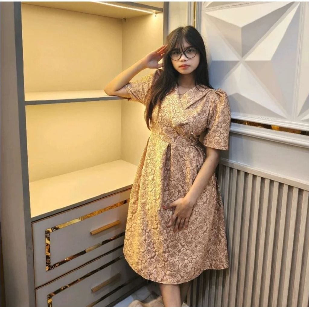 NEW DRESS VILOZA  NATAL MODERN~DRESS WANITA CASUAL FORMAL LENGAN PENDEK~DRESS NATAL REMAJA MEWAH ~DR