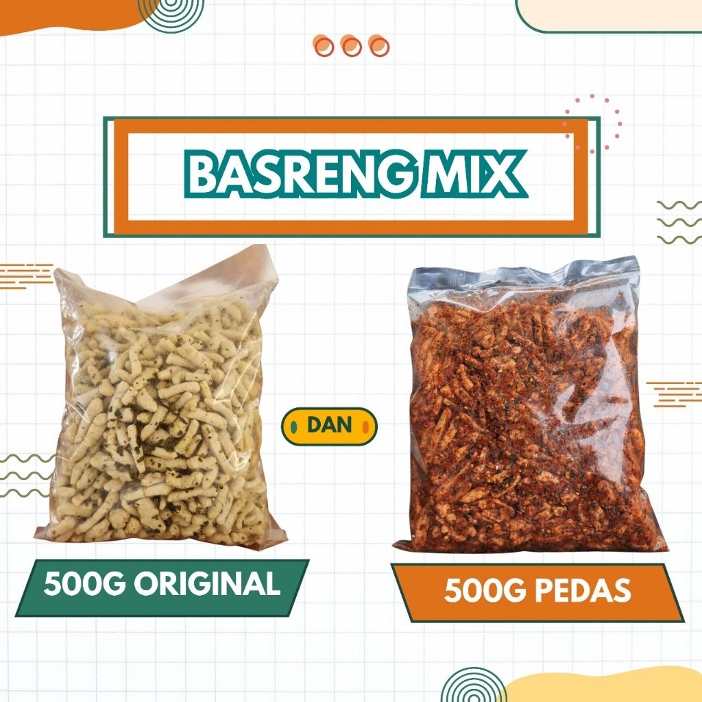 

BASRENG MIX VIRAL 500G + 500G RASA ORIGINAL DAUN JERUK PEDAS EXTRA PEDAS CEMILAN VIRAL GRATIS ONGKIR