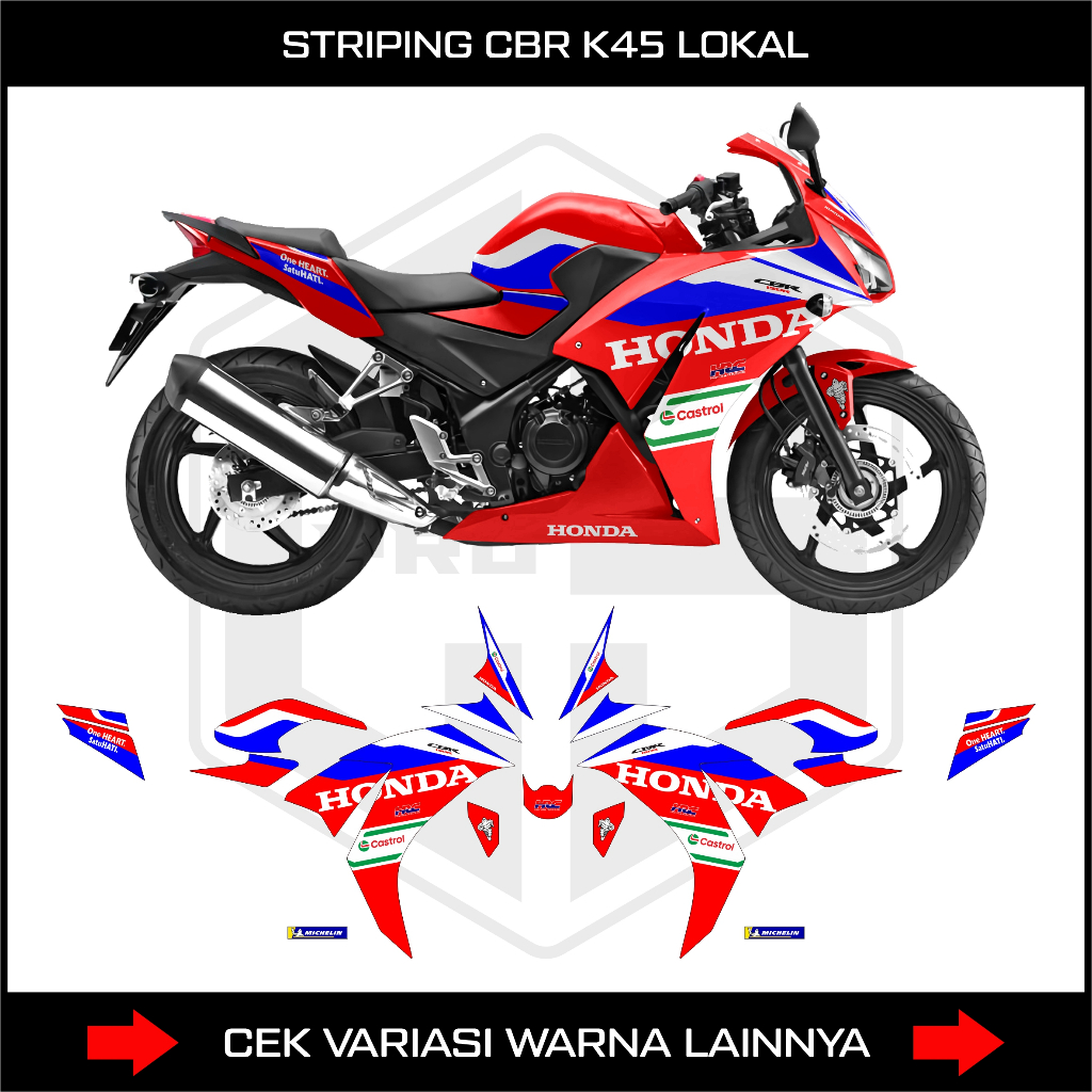 STRIPING STIKER CBR 150 K45 LOKAL/DECAL VARIASI HONDA CBR K45 LOKAL
