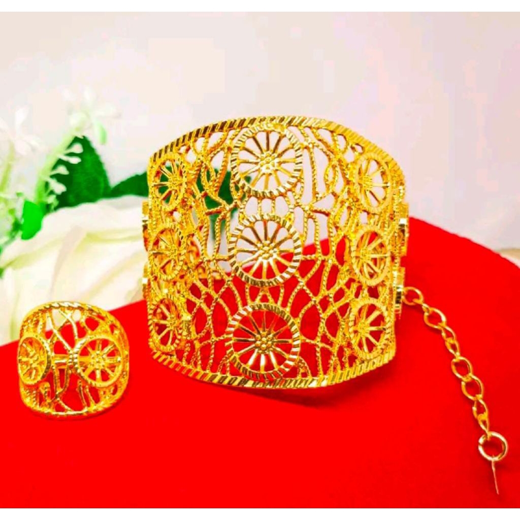 GELANG BANGKOK BUNGA KENDARI PERHIASAN DUBAI LAPIS EMAS 24K