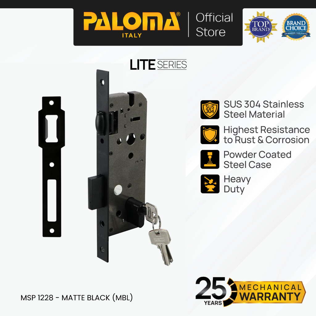 PALOMA MSP 1228 Body Kunci Set Cylinder Kunci Pintu Roller Pelor Stainless Steel SUS 304 SUS304 Matt