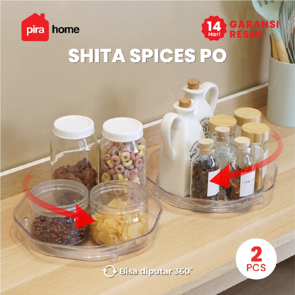 PIRA HOME -  SHITA SPICES PO Lazy Susan Organizer / Rak Bumbu Putar Bening / Rak Kosmetik Putar Tran