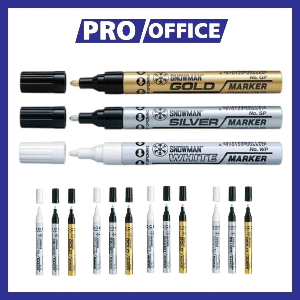 

ProOffice-Spidol Paint Marker Snowman – Besar, Warna Gold, Silver, Putih, Permanent